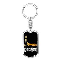 Chess Fan Gift Check Mate Swivel Keychain Dog Tag Stainless Steel or 18k Gold - £31.50 GBP