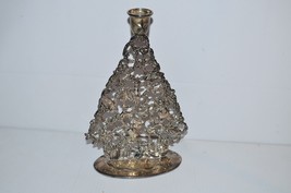 Vtg Godinger Candle Holder Silver Plated Christmas tree shape 10&quot; Estate find - £22.55 GBP