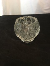 Avon Crystal Cut Glass Round Ball Shape Vase 4” Rose Bowl Sphere Globe Leaded - £19.56 GBP