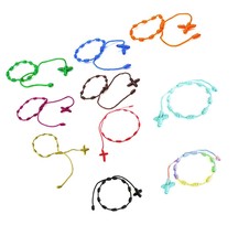 Set of 10 Handmade Rosary Cross Bracelets, Pulseras - £29.75 GBP