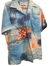 Vintage Rai Nani Hawaiian Shirt Men&#39;s Size XL Blue Floral Aloha Made In USA - $11.66