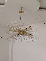 Mid Century Modern Brass Urchin Chandelier Light Fixture Ceiling Chandelier Star - £352.34 GBP