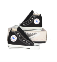 NOS Vtg 90s Converse All Star Chuck Taylor High Top Shoes Black USA Youth 11Y - £58.38 GBP
