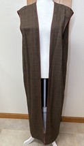 Vintage Brown Plaid Sleeveless Long Vest/Dress Old Money Academia Oversi... - $29.51