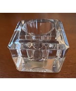 Vintage Clear Glass Ink Well - 2&quot; Square Rounded Beveled - $4.94