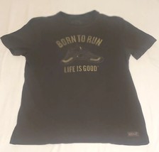 Life is Good T Shirt Born To Run Classic Fit Mens Size Small Gray Running - $8.96