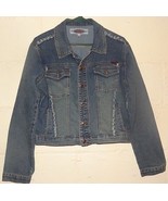 Women Jean Denim Jacket Made in Russia Size Large Forever 4 U Button Down - £34.42 GBP