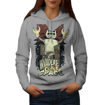 Wellcoda Invaders Space Robot Geek Womens Hoodie, Mars Casual Hooded Sweatshirt - £29.05 GBP
