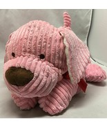 18" Animal Adventure Pink Corduroy Ribbed Chenille Puppy Dog with Red Bow Plush - £14.18 GBP