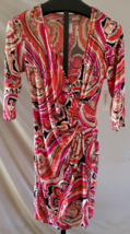 NWT Laundry by Design Grenadine White Black Pink Geometric Print Dress S... - $29.69