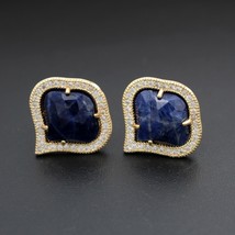 1pair Natural Stone Flower Earrings Post Fashion Blue Sodalite Amazonite Stone C - £16.20 GBP