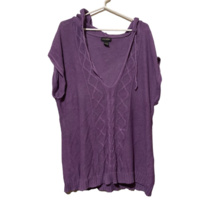 Lane Bryant Pullover Sweater Women&#39;s 18/20 W Plus Purple Hooded Short Sl... - £11.47 GBP