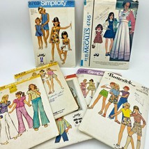Vintage 1970s Lot 7 Sewing Patterns Girls size 8 Dress Romper Shorts Top... - $16.95
