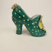 Green Ceramic High Heel Shoe Figure /w Yellow Polka Dots, Flowers Japan ... - $9.00