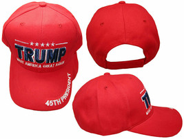 Trump Make America Great Again 45Th President Red Embroidered Hat Cap - £15.93 GBP