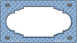 Light Blue White Quatrefoil Center Scallop Novelty Mini Metal License Plate Tag - £11.82 GBP