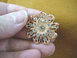 (bb604-25) white rhinestone crystal filigree daisy flower gold tone brooch pin - £12.69 GBP