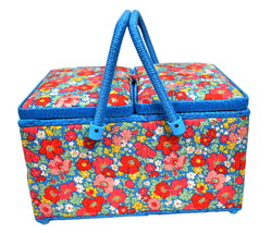 Liberty Fabrics Cosmo Flower Twin Lid Sewing Basket - £66.45 GBP