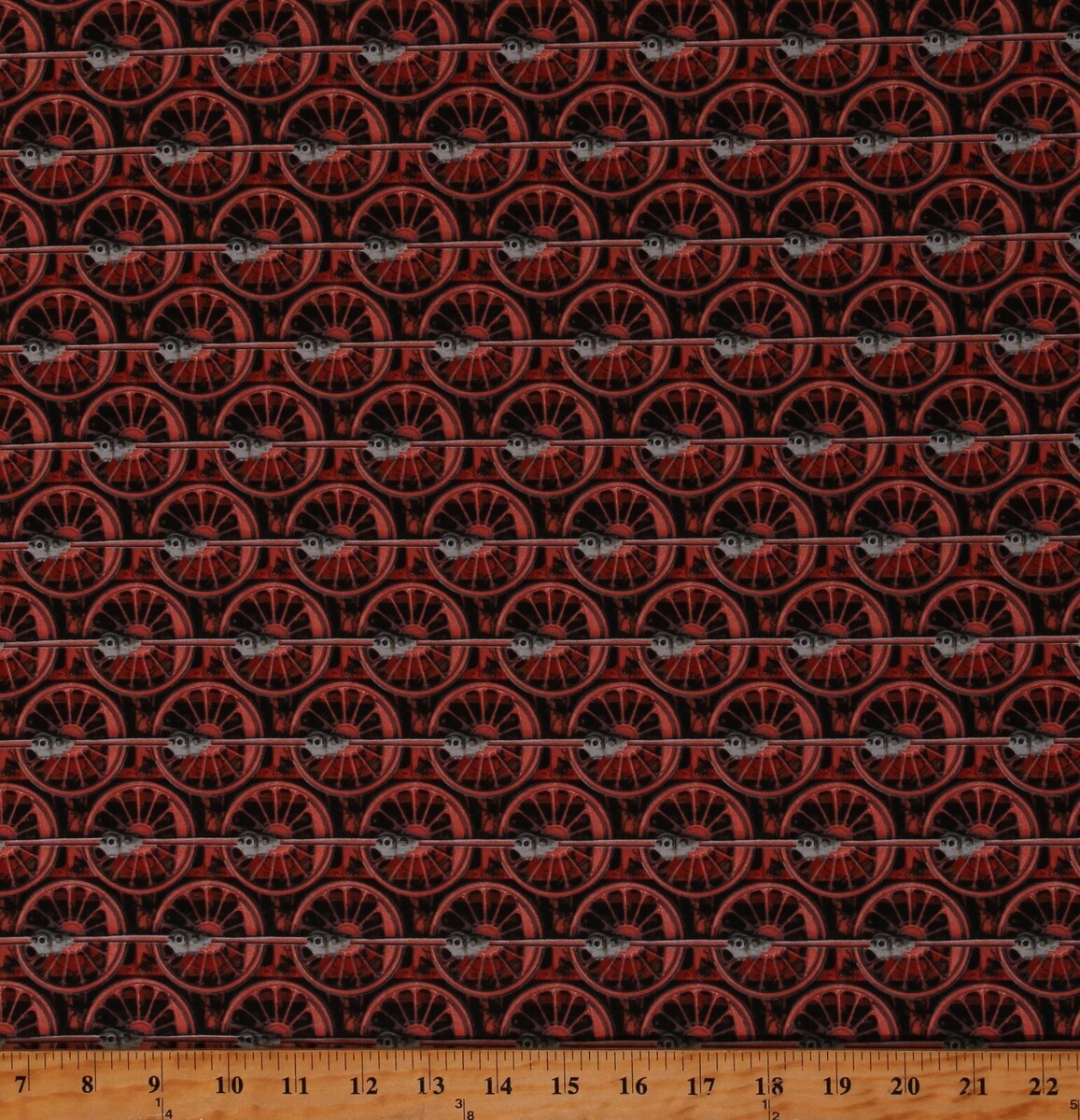 Cotton Trains Railroads Parts Drive Rods Red Fabric Print by Yard D694.66 - $14.95