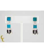 Sterling Silver Turquoise Inlay Dangle Earrings with Screwbacks Wingspan - €161,88 EUR