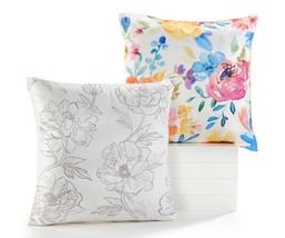Floral Pillow Covers Set of 2 Spring 18" x 18" Garden Polyester 2 Designs image 2