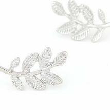 Silver Olive Branch Earrings Curved Ear Crawlers - £17.77 GBP