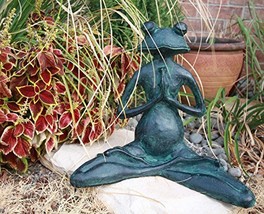 Verdi Green Resin Yoga Meditating Buddha Frog Zen Garden Statue Toad Wis... - €81,53 EUR