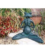 Verdi Green Resin Yoga Meditating Buddha Frog Zen Garden Statue Toad Wis... - $94.99