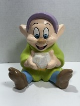Walt Disney Snow White Dopey Sitting with Diamond Coin Bank Statue Piggy... - $29.39