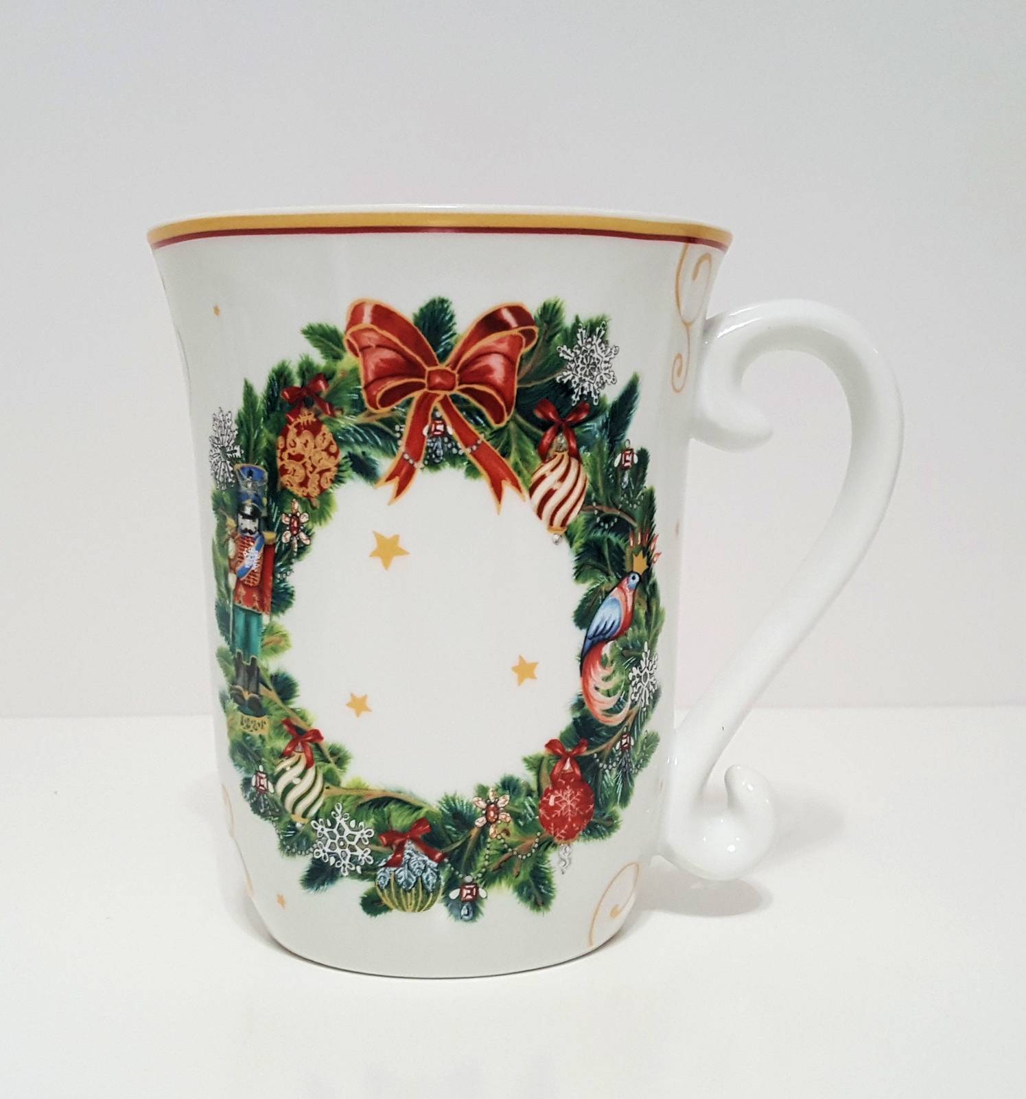 NEW RARE Williams Sonoma Twas the Night Before Christmas Wreath Mug 14 OZ Porcel - £35.39 GBP