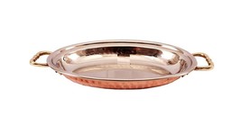 Traditional Steel Copper Dish Serving Oval Platter With Brass Handle 400 ml - $36.99