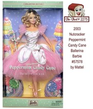 Nutcracker Peppermint Candy Cane Ballerina Barbie 57578 Mattel 2003 Barbie - £39.80 GBP