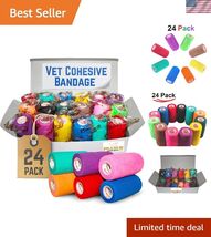 3 Inch Vet Wrap Tape Bulk Assorted Colors Pack of 24 Self Adhesive Adher... - $46.56