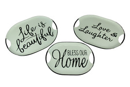 Black and White Decorative Metal Trays With Life Love and Home Wording S... - $35.85