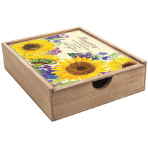 Walnut Memory Keepsake Box With Sunflower Artwork - £19.26 GBP