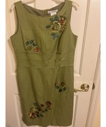 Women&#39;s Plaza South Sleeveless Linen Green Floral Dress - $375.42 MXN