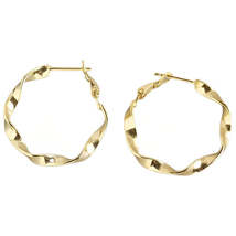 Anyco Earrings Gold Plated Minimalist Round Circle Rotating Twist Stud For Women - £29.58 GBP