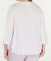 MICHAEL Michael Kors Womens Plus Striped V Neck Pullover Top, 0X, Pale Orchid - £65.01 GBP