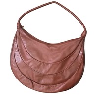 Vintage Hobo Boho Indie Retro Brown Large full Leather Patterned Shoulder Bag - £35.84 GBP