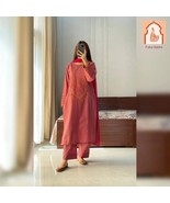 Designer Wear Exclusive Suit in Roman Silk Fabric Top and Pant with Dupa... - $1,211.55 MXN