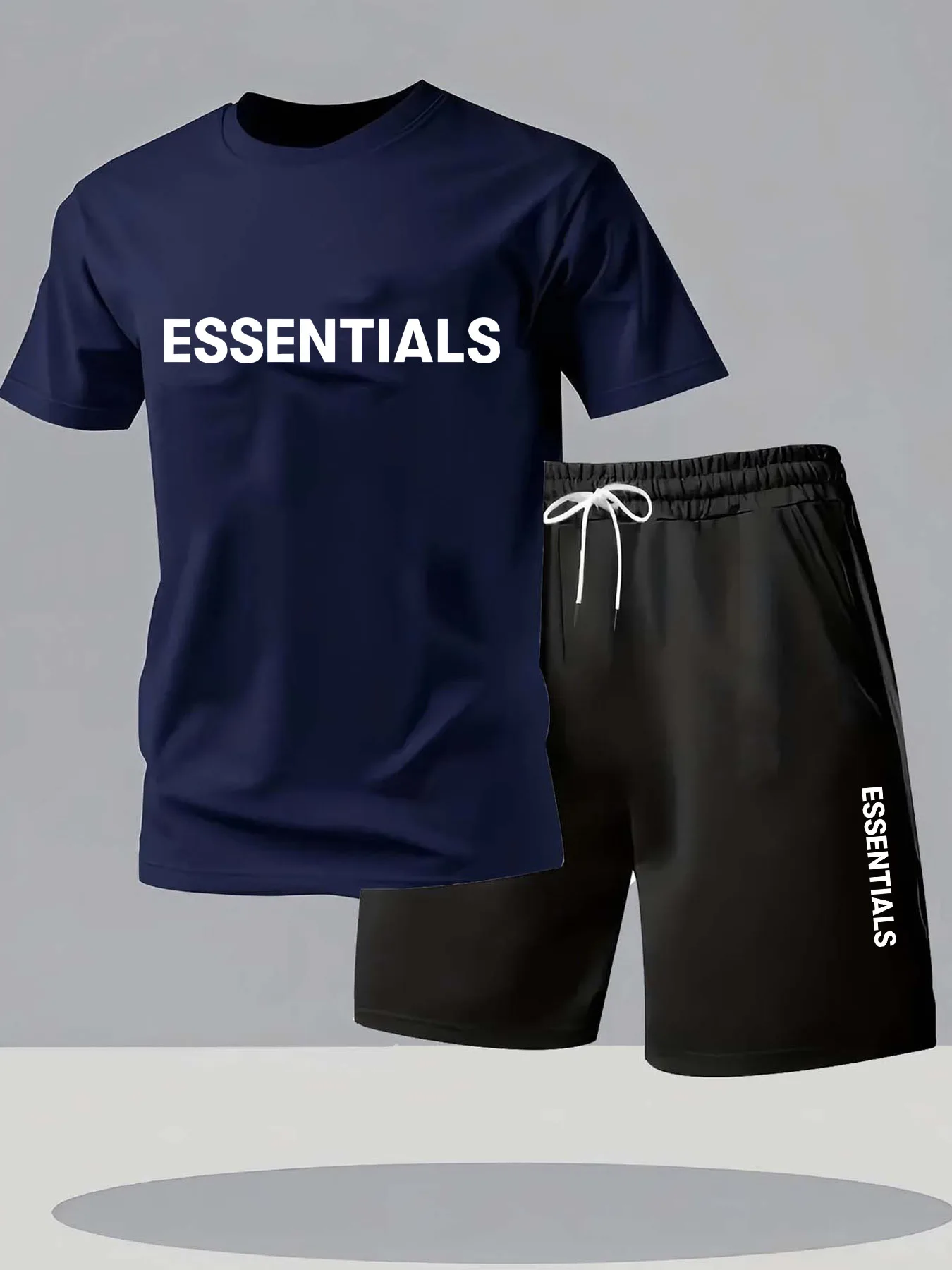 Tracksuits Two-Piece Daily Casual Mens Solid Color Outfits Summer Set 2P... - $47.86 CAD