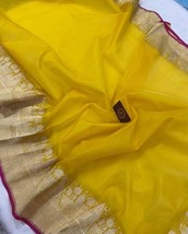 Stunning Kora Organza Banarasi Silk Saree || Ghat Zari Weaving Done || Stylish P - £65.90 GBP