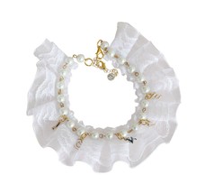 Luxurious Pearls Pet Collar With Lace Decorative Necklace for Medium Cat Dog 10- - £38.25 GBP