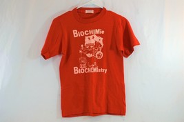 Biochemistry Biochimie Graphic T-Shirt Women&#39;s Small Red Stanfields Vintage 80s - £19.12 GBP