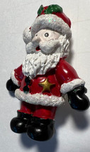 Brooch Pin Christmas Santa the Sheriff  Gold Star  Full Length Ceramic 2 Inches - £3.99 GBP