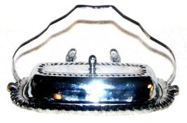 Irvin Ware Silver Plated Butter Dish, with Glass Insert, Carry Handle, K... - $19.80