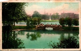 Lake in Lincoln Park Cincinnati Ohio OH 1921 WB Detroit Publishing Postcard B8 - £2.06 GBP