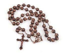 Antiqued copper, bronze and silver rosary, antique style rosaries, vinta... - $39.00