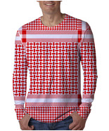 Keffiyeh Arabic Military Dessert Shemagh Design Style Men&#39;s Long Sleeve Tee - $35.30 CAD