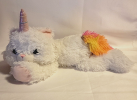 Kellytoy White Cat Unicorn Rainbow Tail Gold Horn Plush Stuffed Animal 16&quot; Kitty - £14.65 GBP